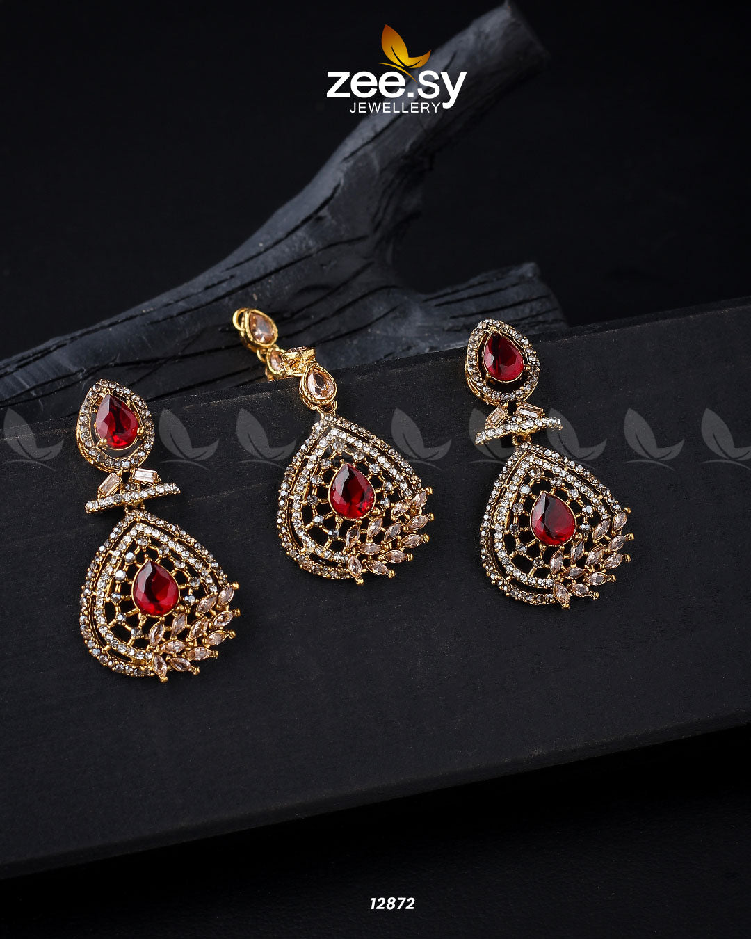 Plumeria Earrings Golden Red Champagne