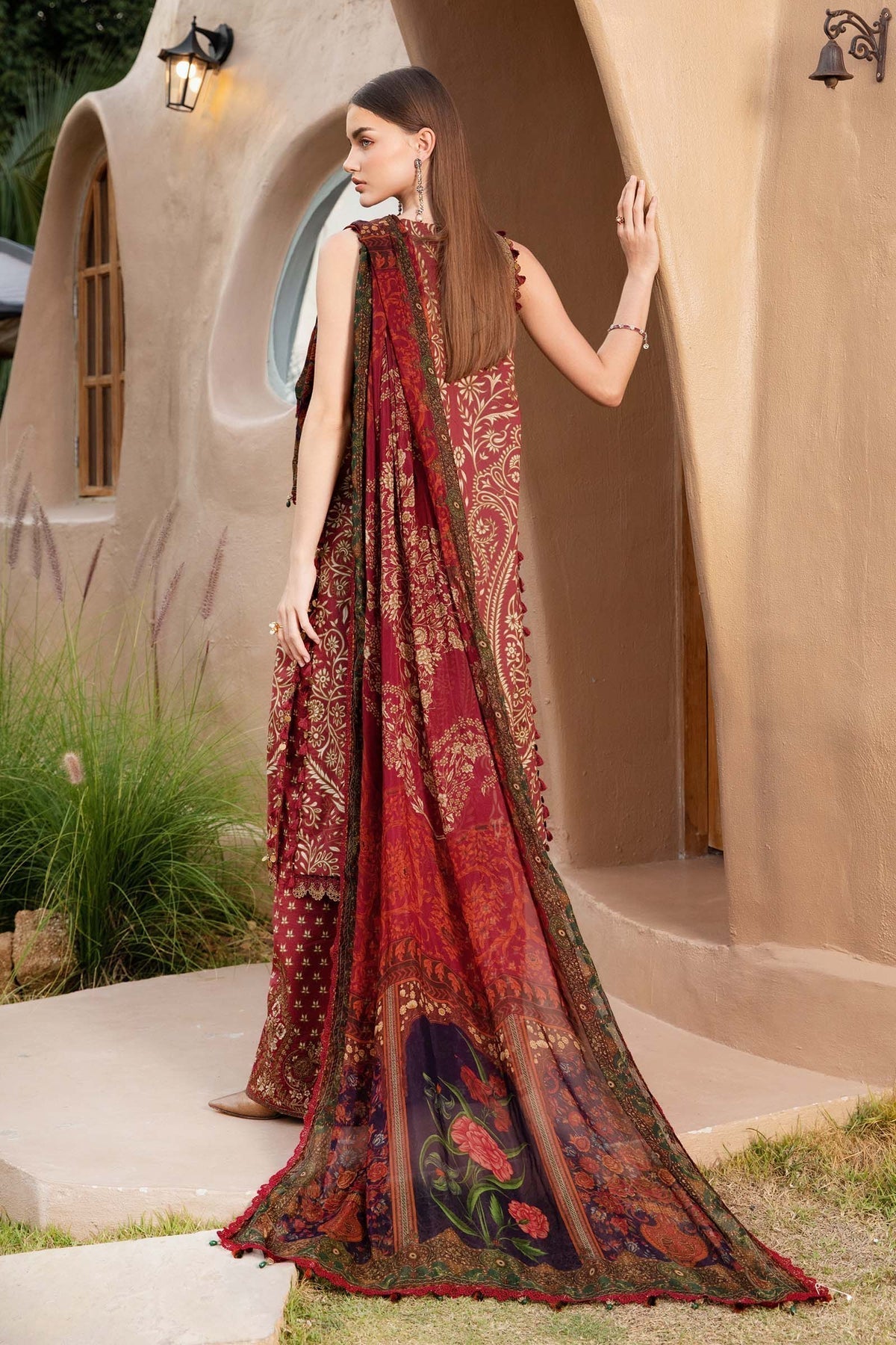 Maria B | M Prints 25 | MPT-2512-A S Maroon Lawn