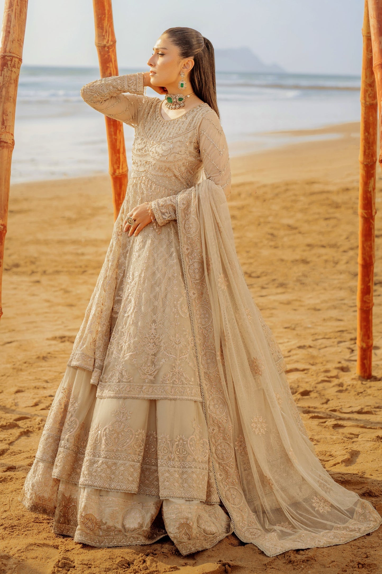Naqshi | Sahil Kinaray | ALARA XL Beige Net