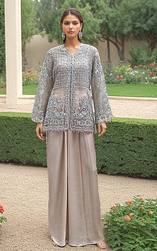 Threads and Motifs | Formal Dresses 25 | Embroidered Jacket With Skirt - Pakistani Designer Dress - by Threads and Motifs - Type : Ladies Clothes - 100% Original at Saira Sultan