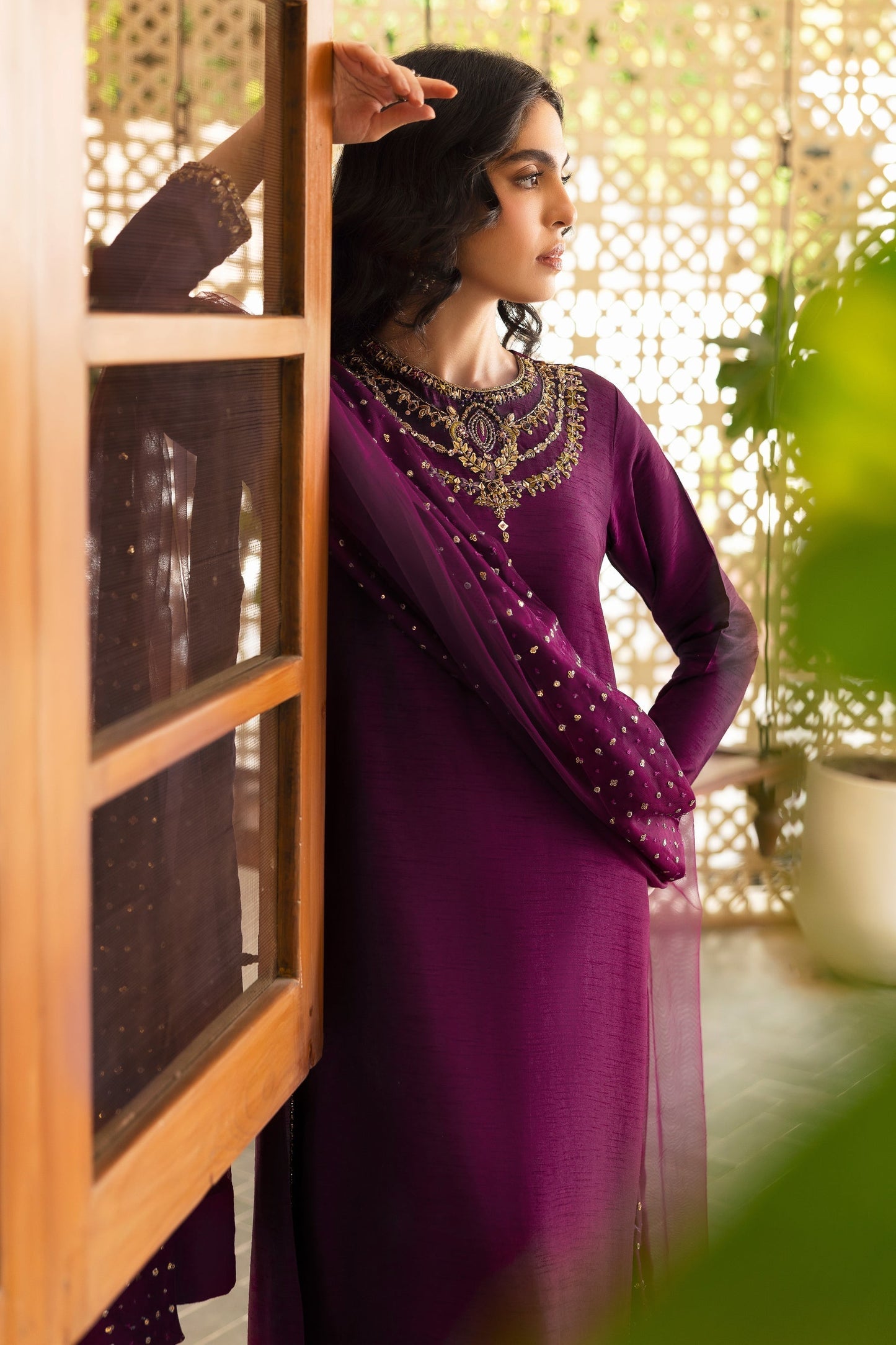 Naqshi | Rijaas Luxury Pret 24 | IRMA L Plum Indian Raw Silk