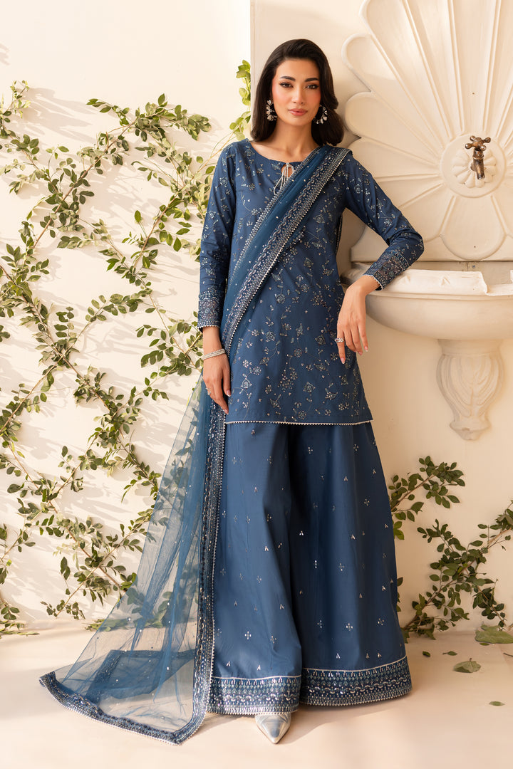Batik | Zaynur Luxe Pret Edit | Alexis S Blue Gray Pima Lawn