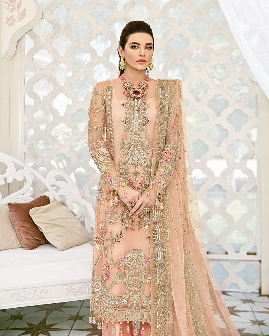 Gulaal | Wedding Formals | VOIR EMBROIDERED NET 3-PIECE SUIT WS-07 - FLEUR DE ROSE WEDDING FORMALS - Pakistani Designer Dress - by Gulaal | Type: Bridal - 100% Original at Saira Sultan