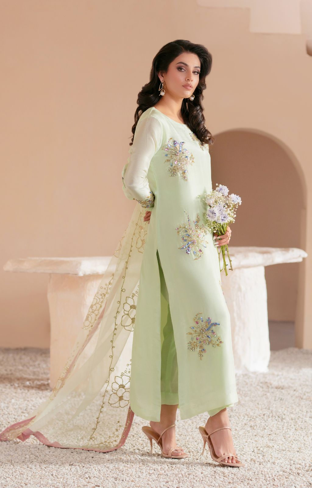 Ajr Couture | Symphony Luxe Festive 25 | Ethereal M Mint Green Tissue Silk