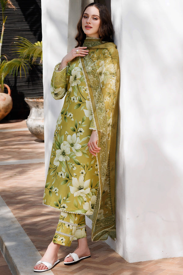 Farasha | Printed Essentials | Marigold Haze XL Olive Lawn