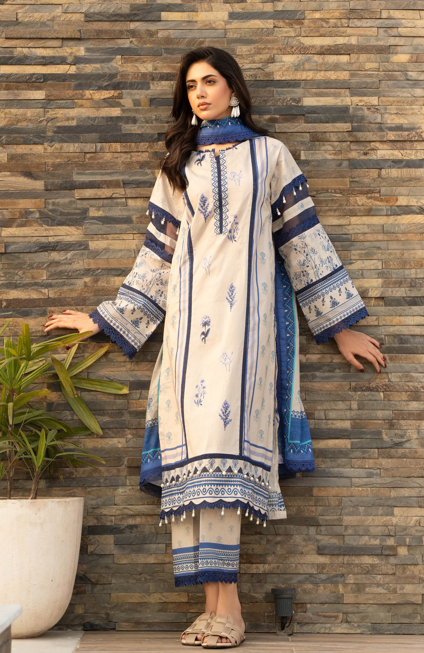 Alzohaib | Premium Prints 25 | AZP-25-14 M Off White Digital Printed