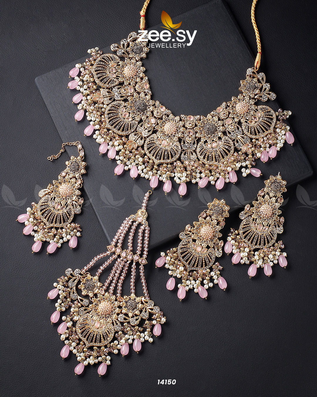 Yarrow Bridal Set Golden Mint Pink