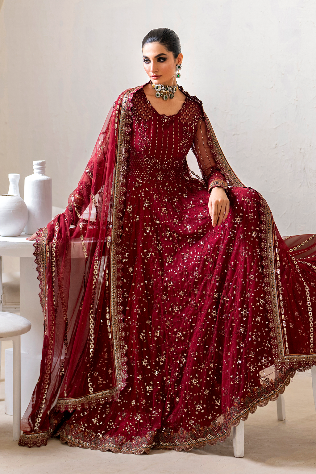 Iznik | Chinnon Chiffon | CC-49 Embroidered Net - Pakistani Designer Dress - by Iznik | Type: Formal - 100% Original at Saira Sultan