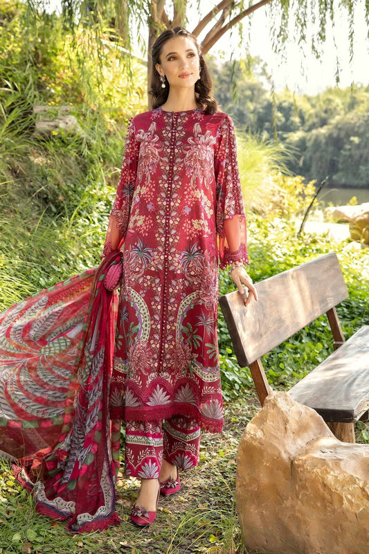 Maria B | M Prints 25 | MPT-2514-B XS Maroon Lawn