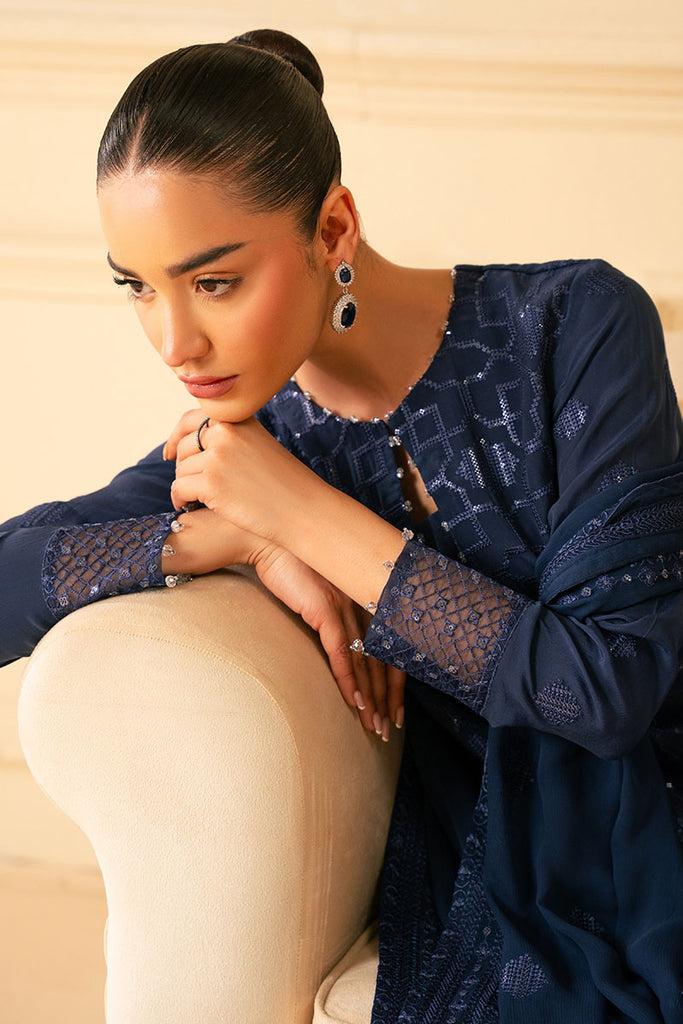Cross Stitch | Luxe Atelier 25 | INDIGO BLUE M Navy Blue Chiffon