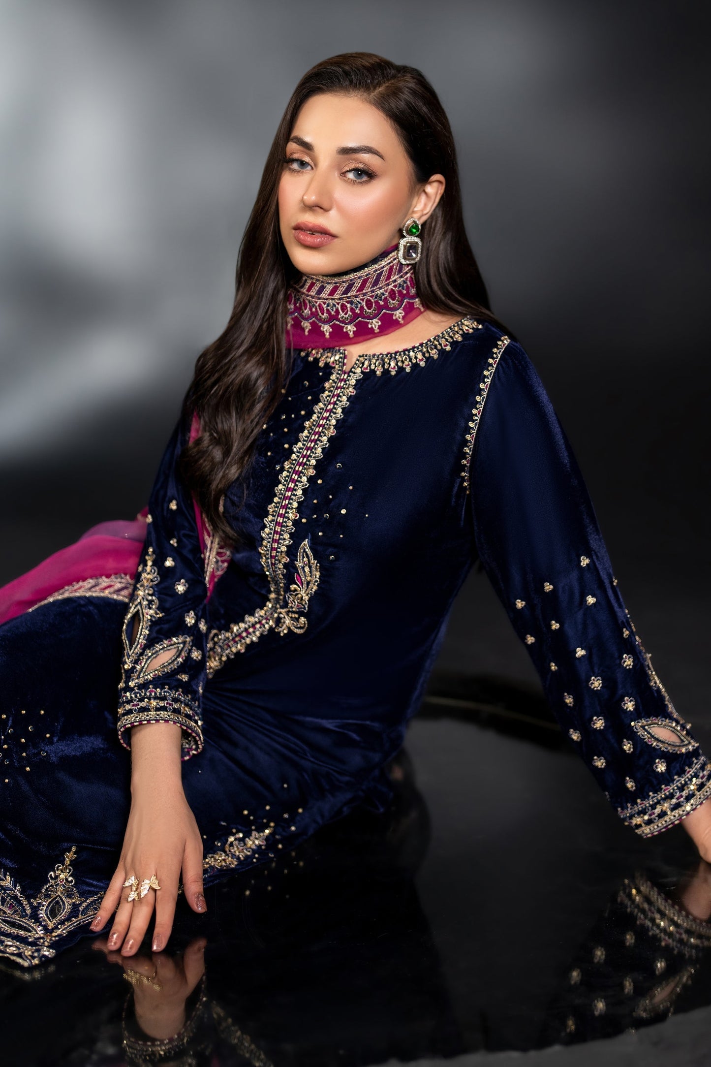 Naqshi | Makhmal 24 | IFRAH L Navy Blue Velvet