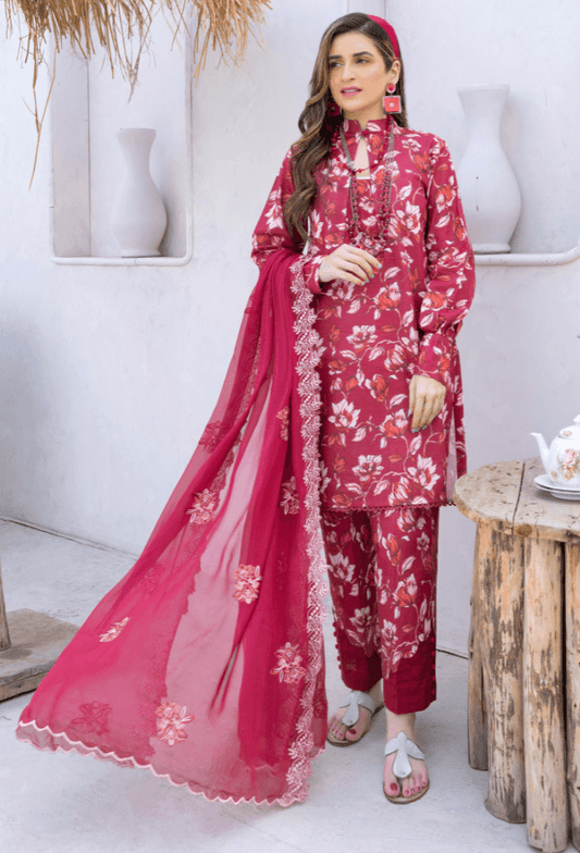 Humdum | Gardenia Lawn 24 | PLG 3 - D01 - Pakistani Designer Dress - by HumDum | Type: Luxury - 100% Original at Saira Sultan