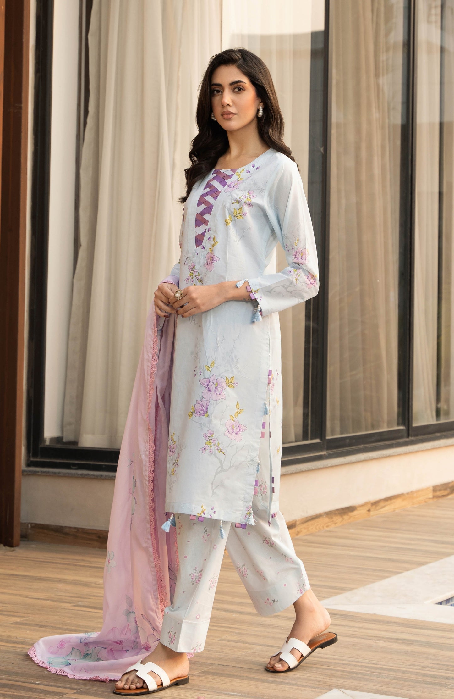 Alzohaib | Premium Prints 25 | AZP-25-15 M Sky Blue Digital Printed