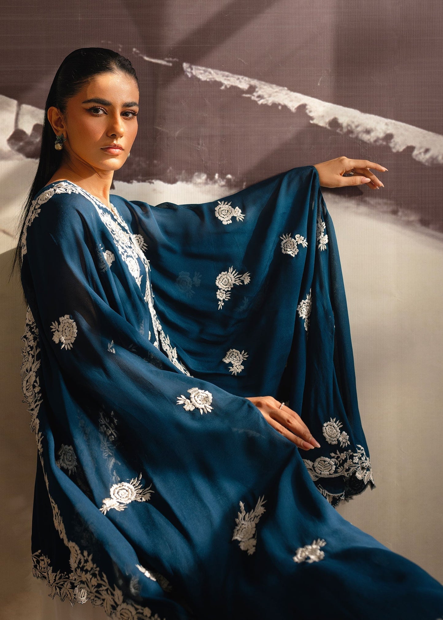 Mahgul | Eye of Cemal | Sapphire Sands L Teal Blue Chiffon