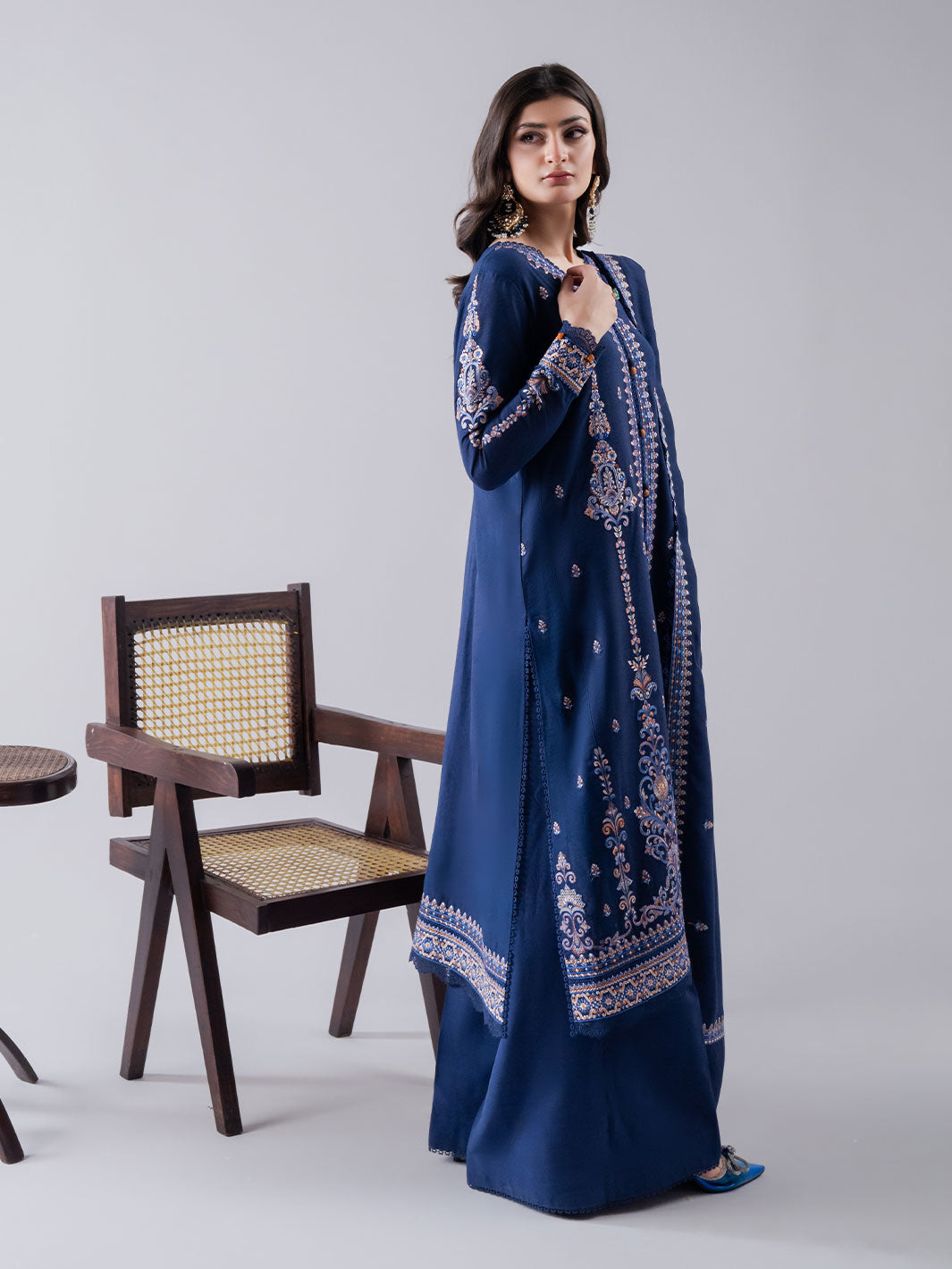 Faiza Faisal | Winter Edit 2024 | NAILA XL Navy Blue Karandi
