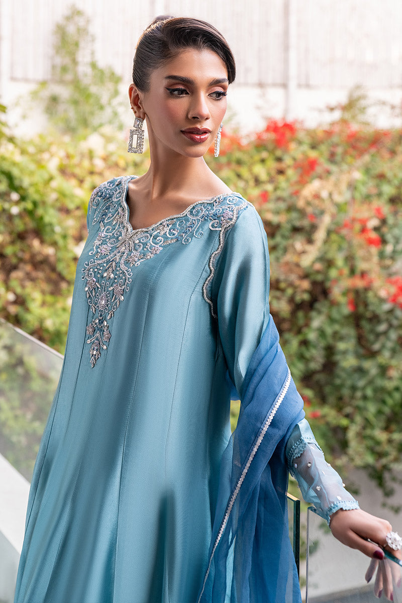Chic Ophicial | Celenia Pret | Denim Blue Custom Size Denium Blue Pure Sheesha Silk