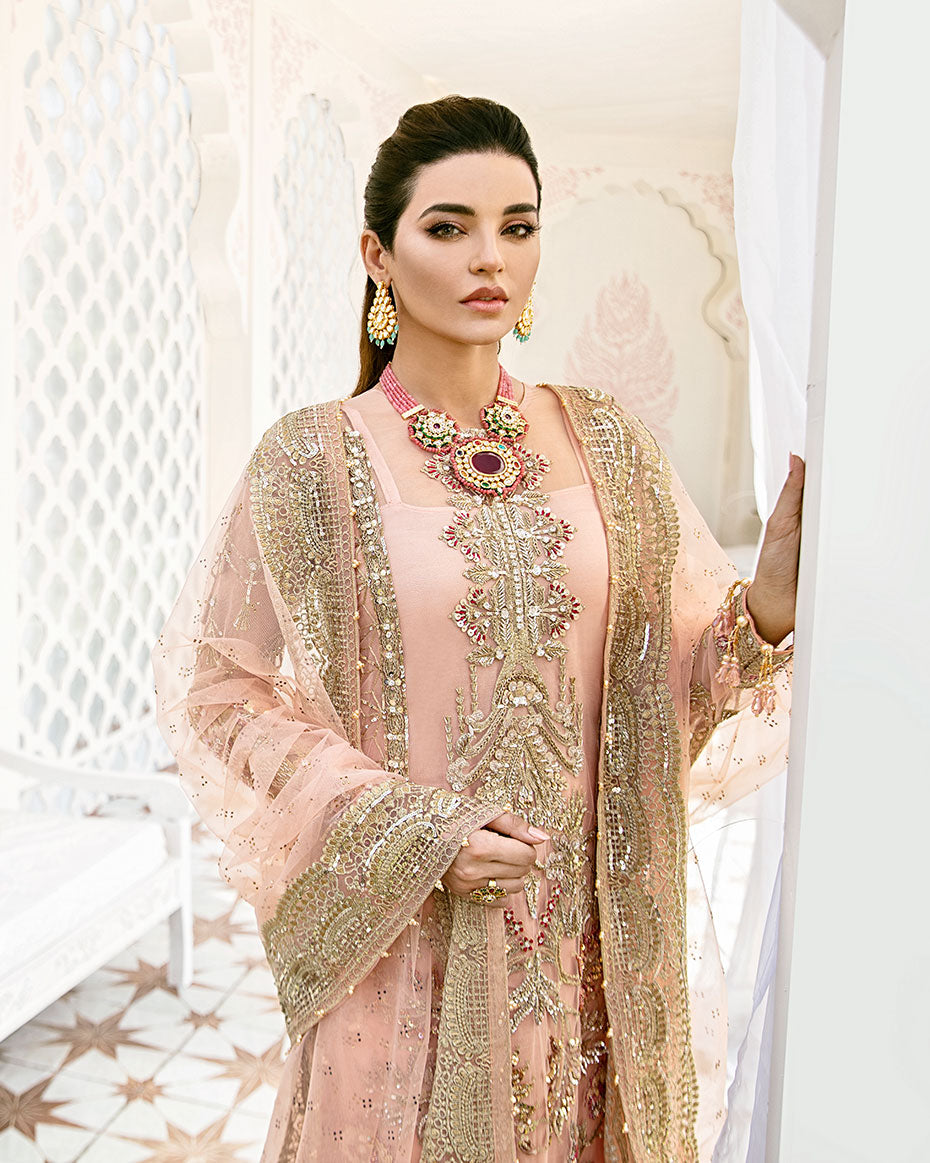 Gulaal | Wedding Formals | VOIR EMBROIDERED NET 3-PIECE SUIT WS-07 - FLEUR DE ROSE WEDDING FORMALS - Pakistani Designer Dress - by Gulaal | Type: Bridal - 100% Original at Saira Sultan