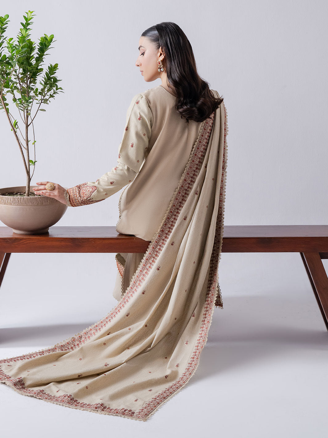 Faiza Faisal | Winter Edit 2024 | KYRA M Beige Karandi