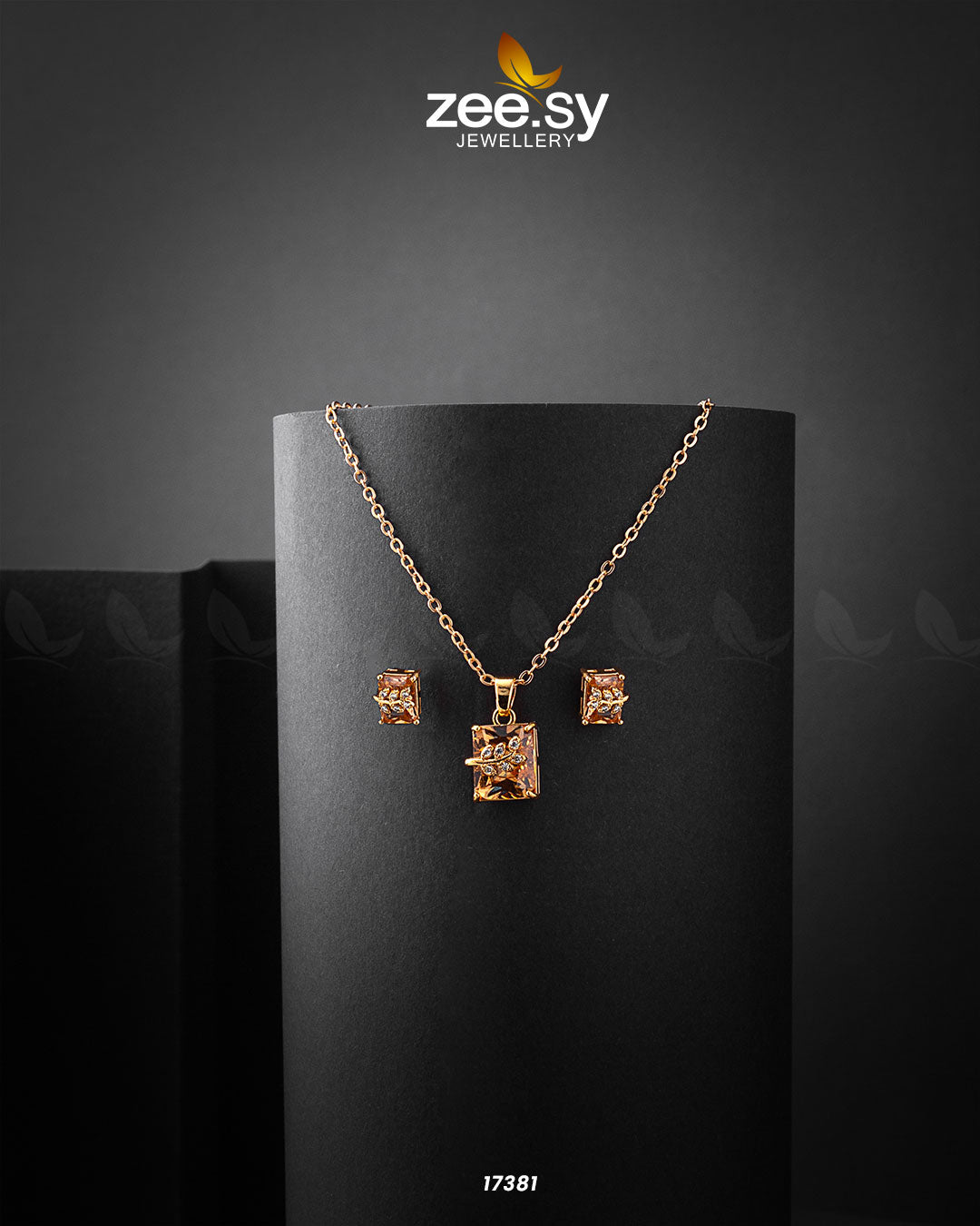Cubic Sterling Pendant Champagne