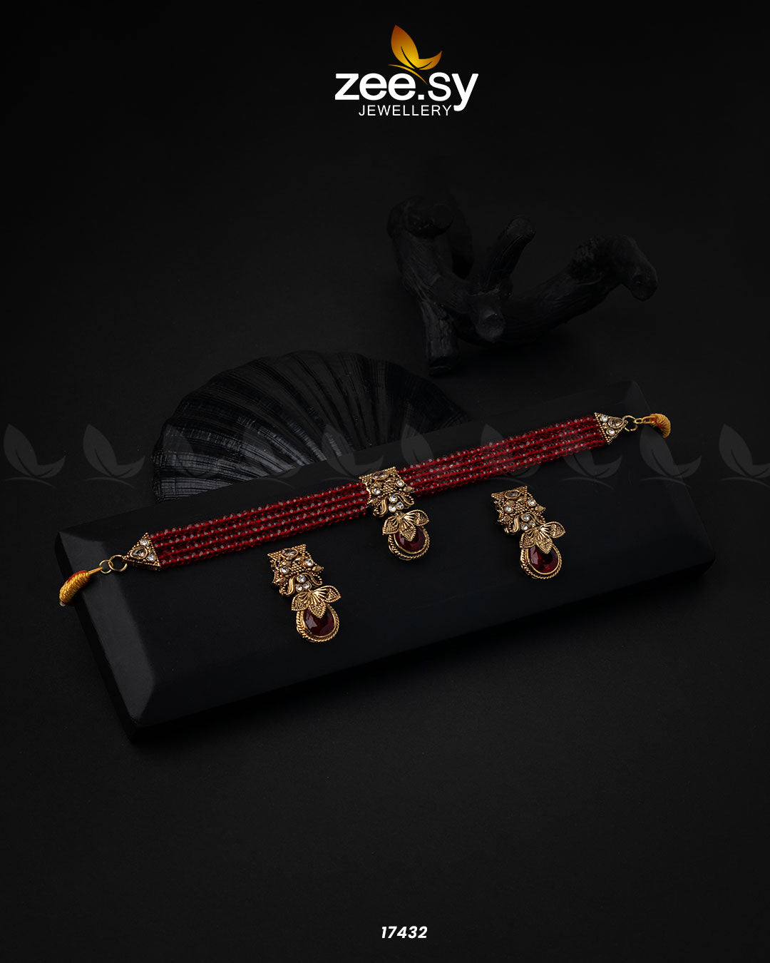 Egyptian Choker Necklace Golden Red