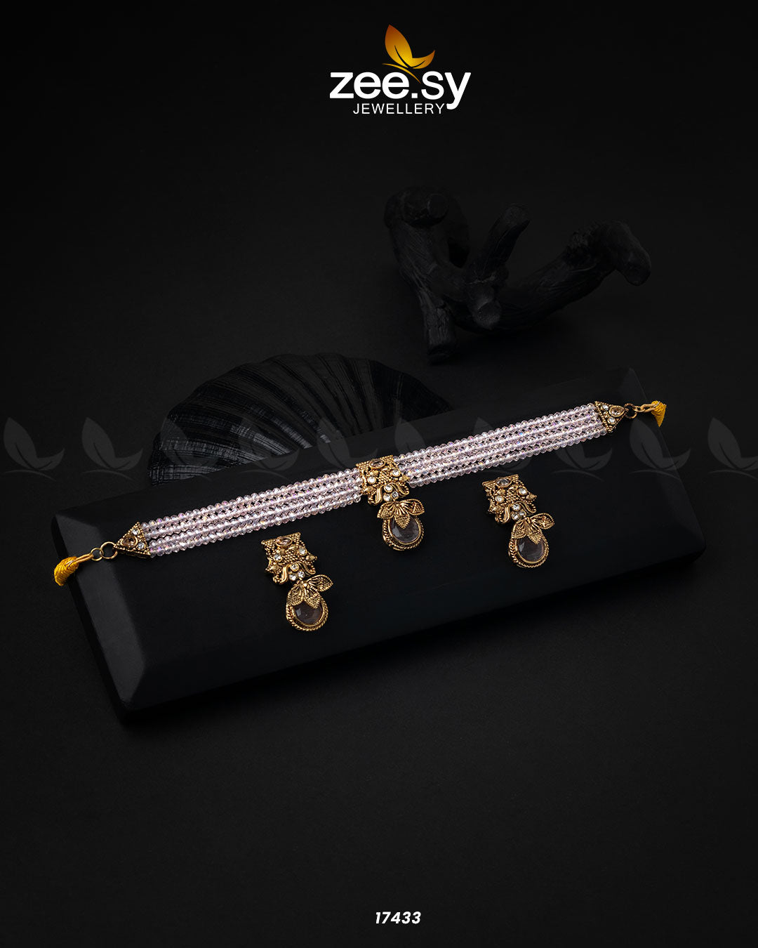 Egyptian Choker Necklace Golden Pink