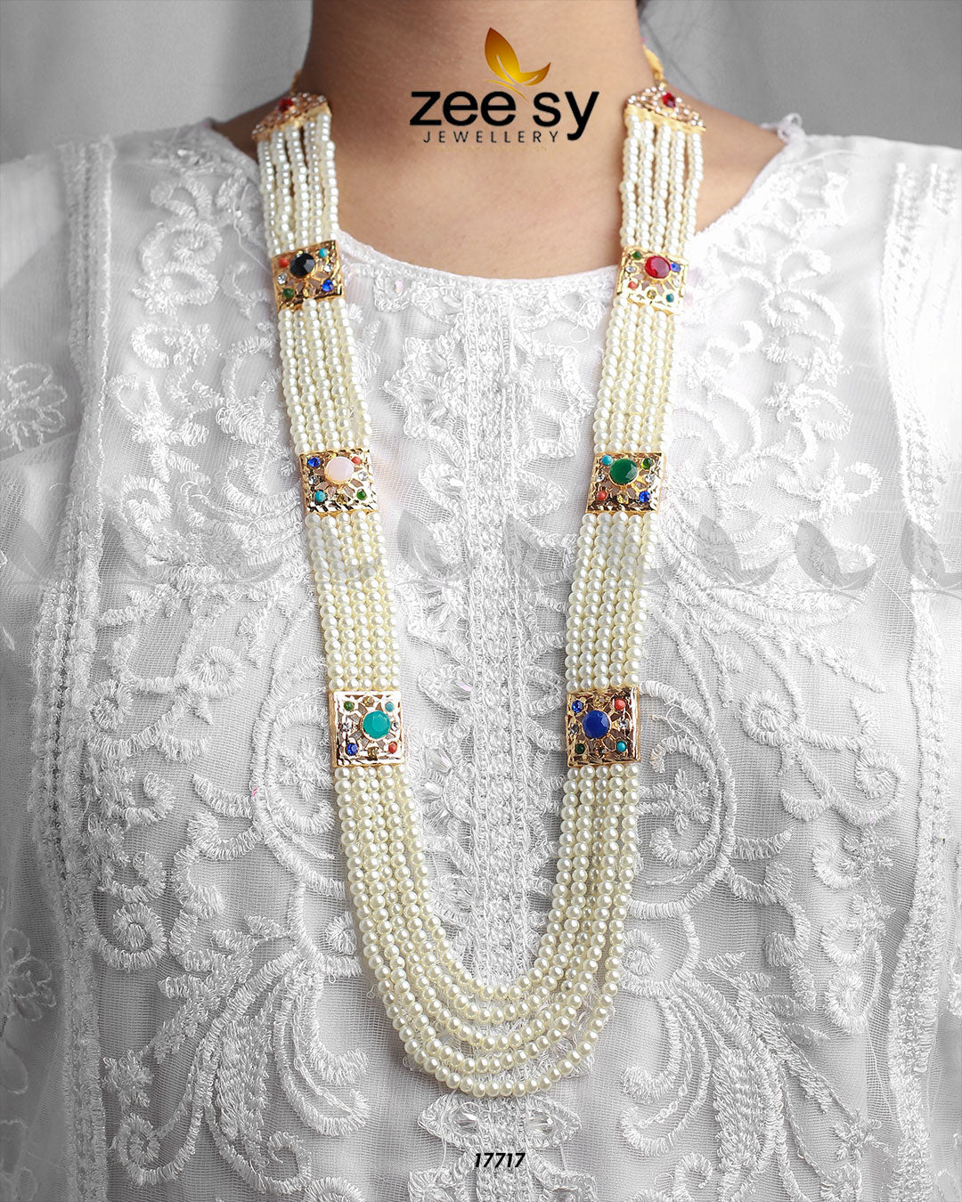 Luxe Mala Necklace Pearl Multi
