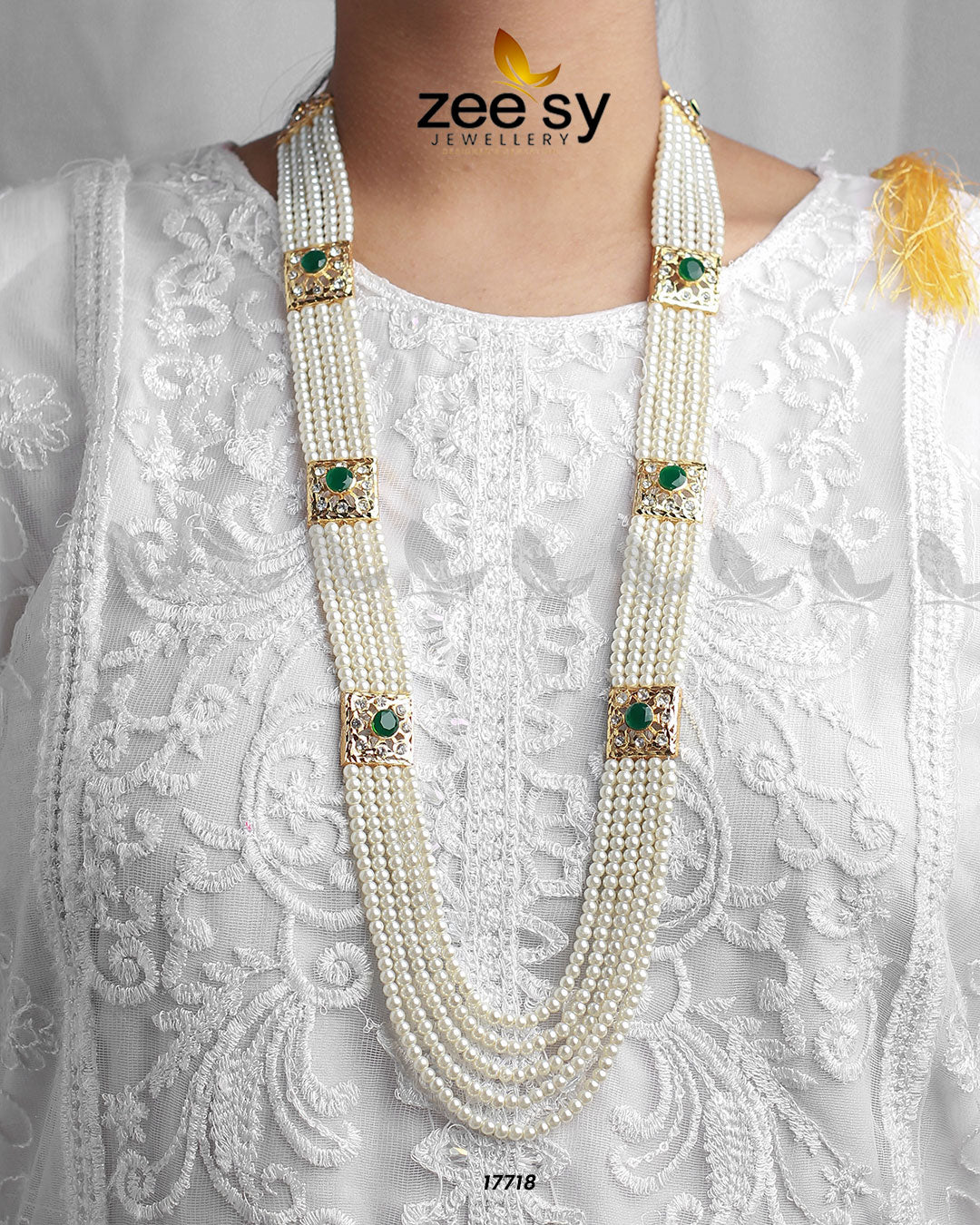 Luxe Mala Necklace Pearl Green
