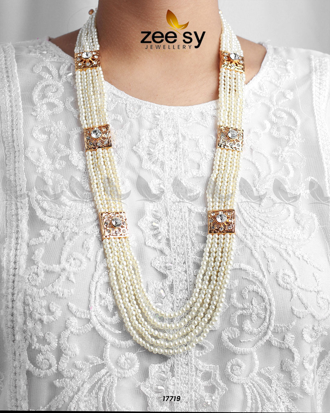 Luxe Mala Necklace Pearl white
