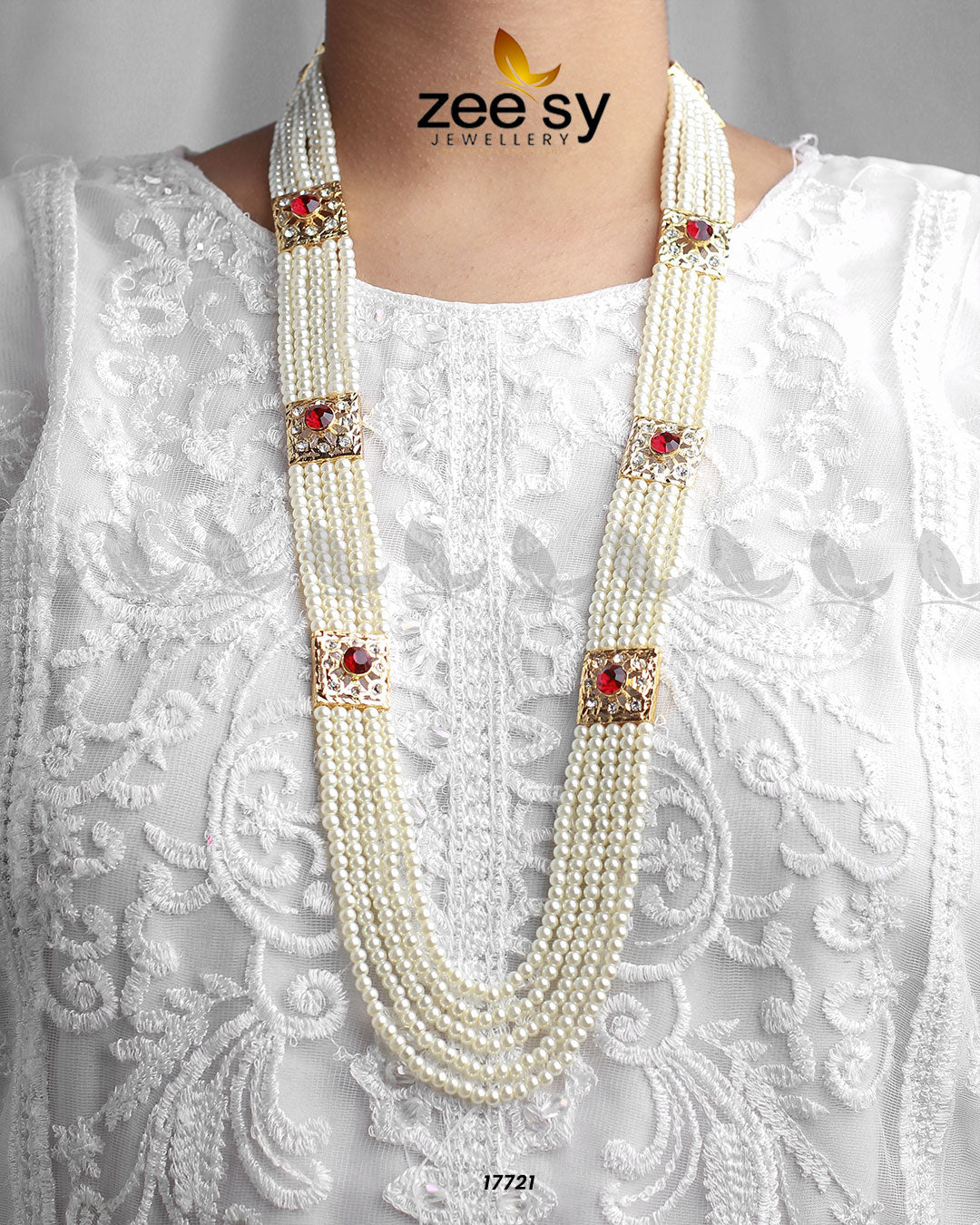 Luxe Mala Necklace Pearl Rubi