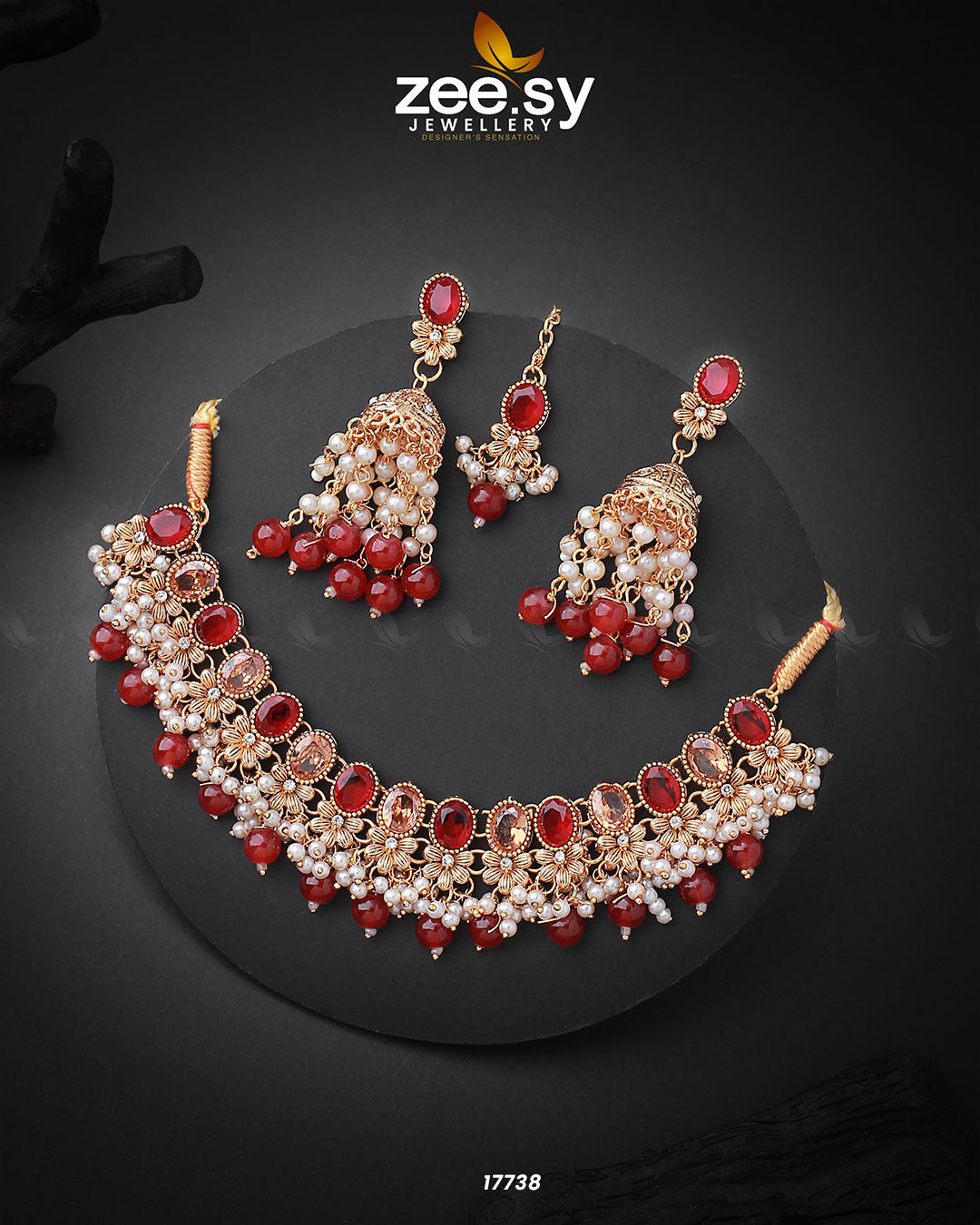 Celosia Necklace Golden Red