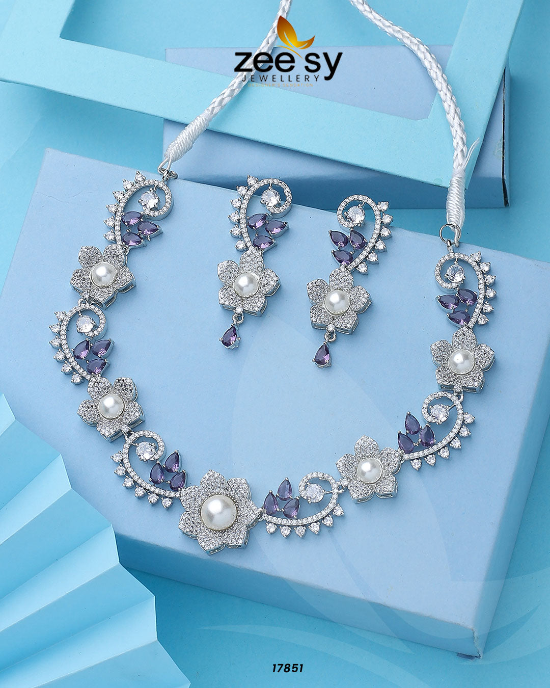 Rosalinda Necklace Silver Purple