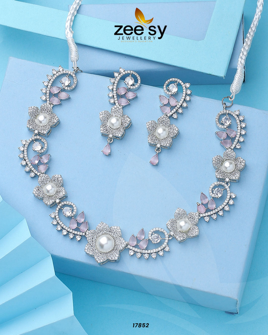 Rosalinda Necklace Silver Mint Pink