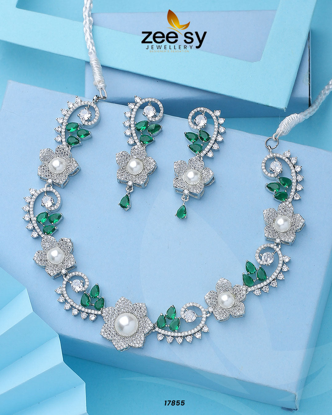 Rosalinda Necklace Silver Bottle Green