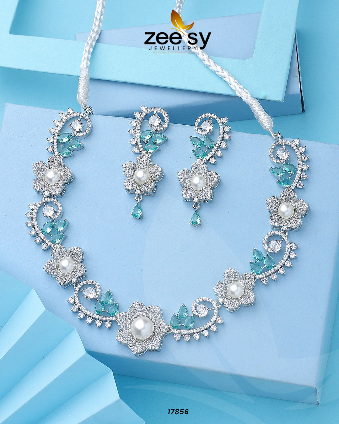 Rosalinda Necklace Silver Teal