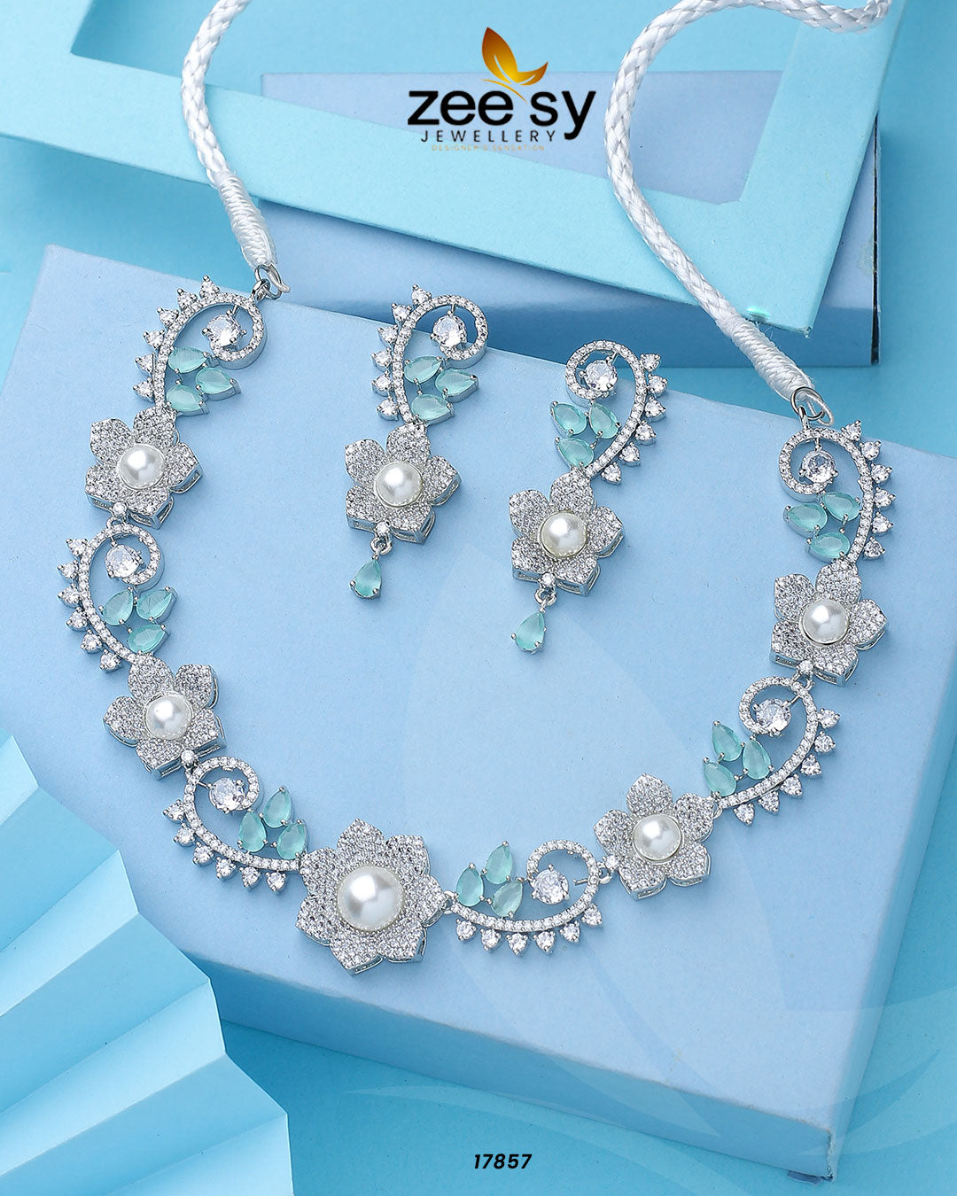 Rosalinda Necklace Silver Mint Green