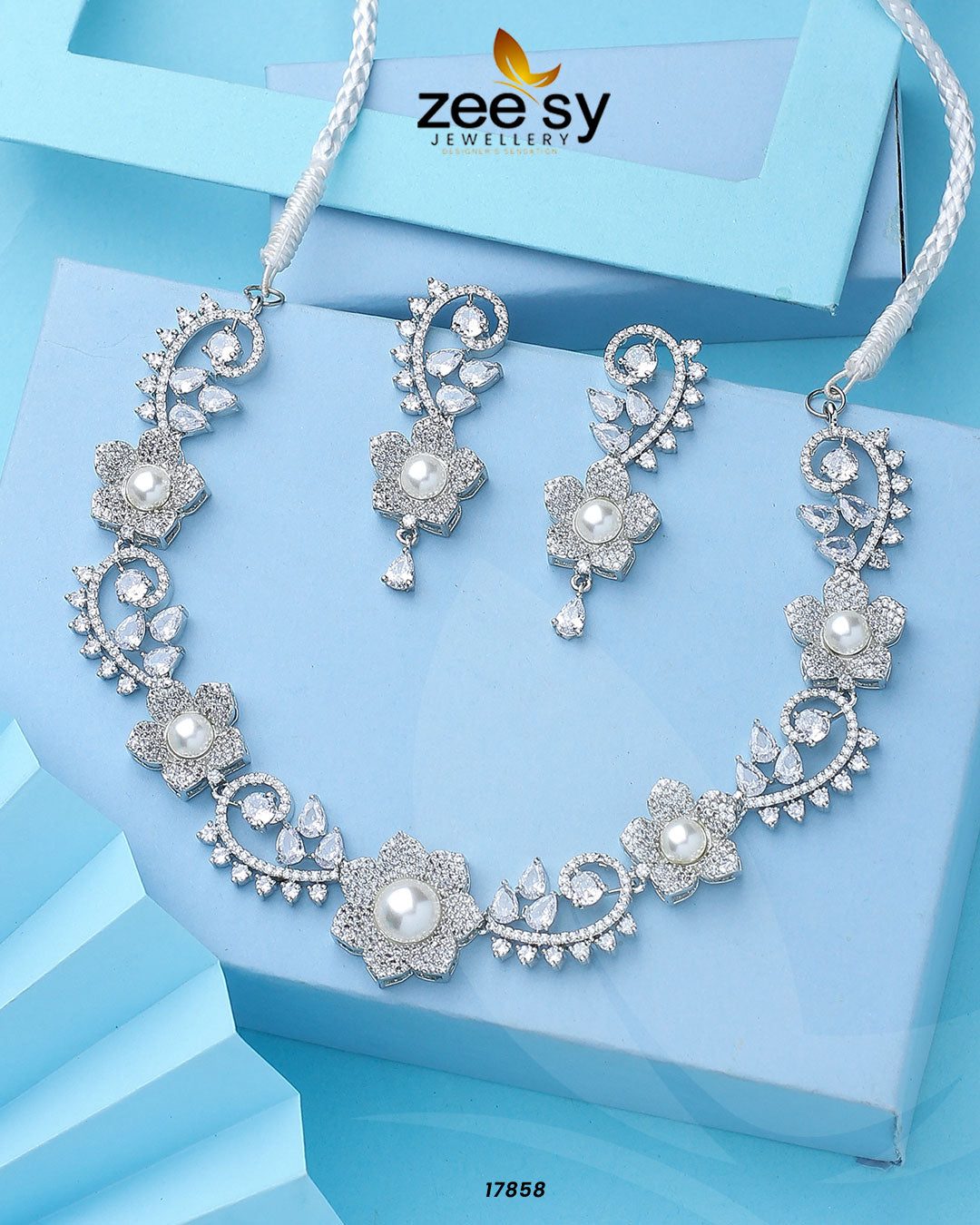 Rosalinda Necklace Silver White