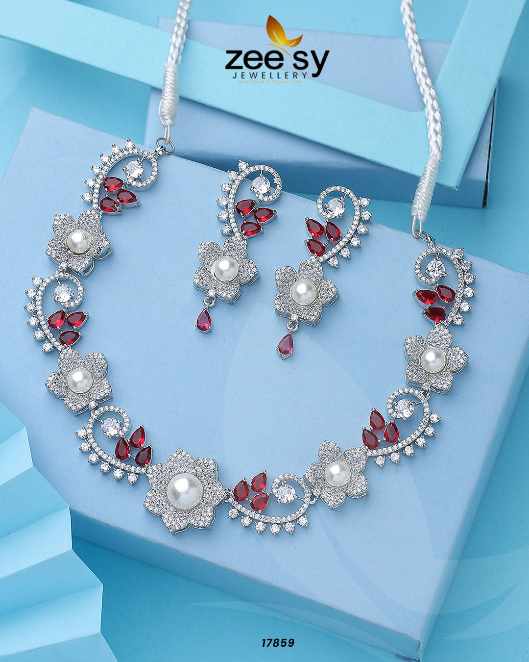 Rosalinda Necklace Silver Red