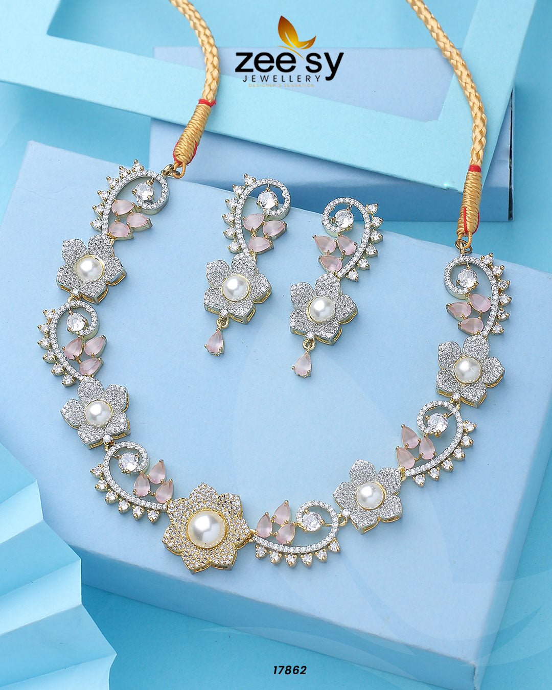 Rosalinda Necklace Golden Mint Pink