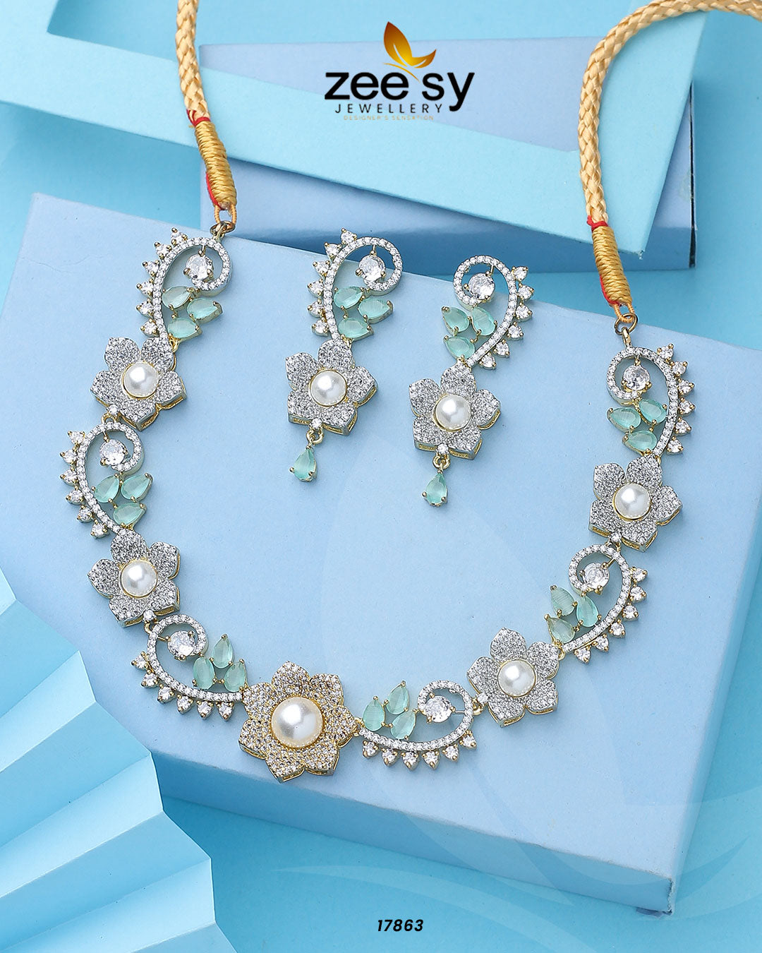 Rosalinda Necklace Golden Mint Green