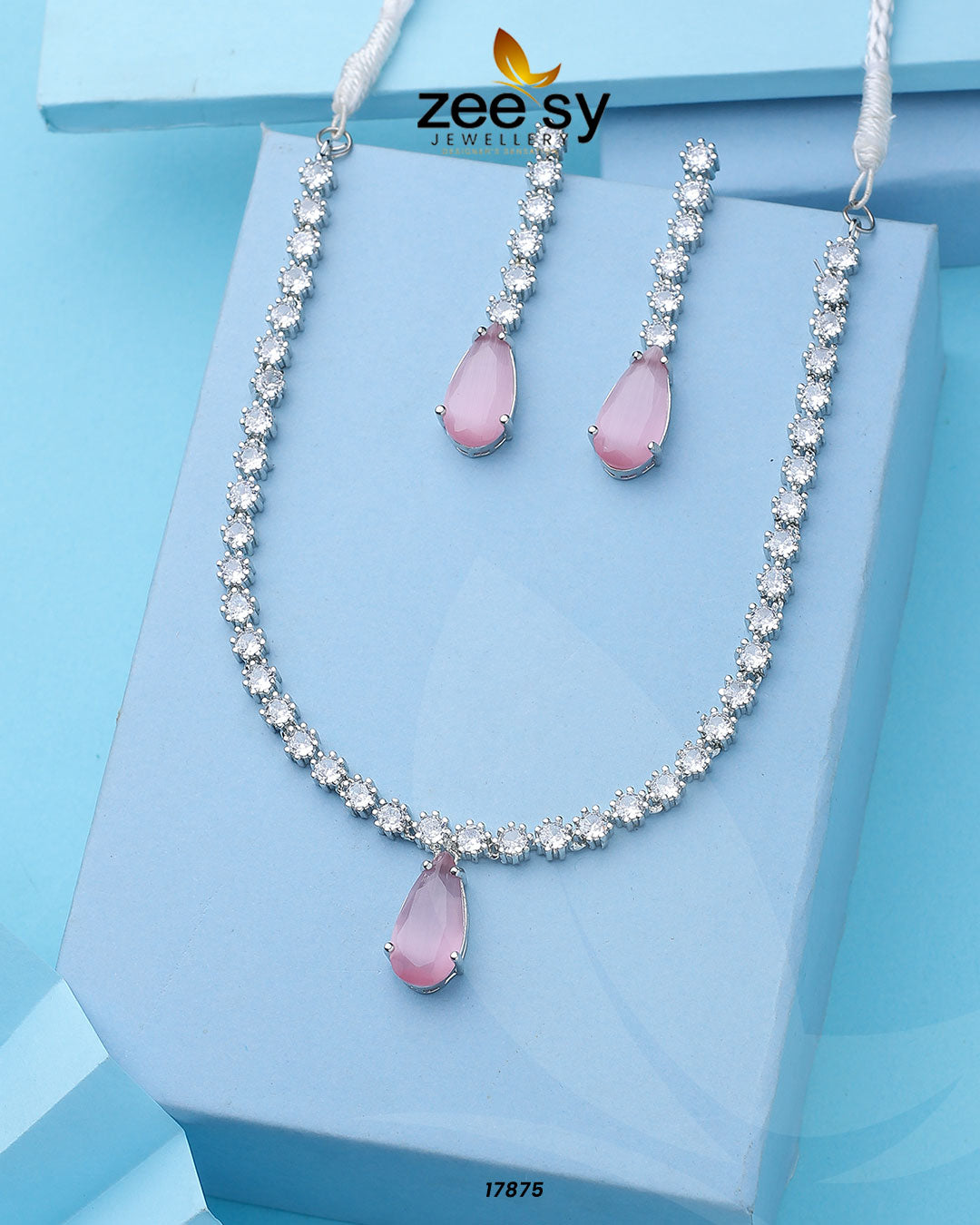 Raffealla's Necklace Silver Mint Pink