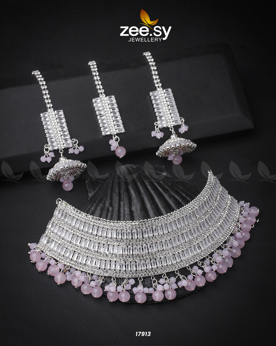Sumayah's Choker Necklace Silver Mint Pink