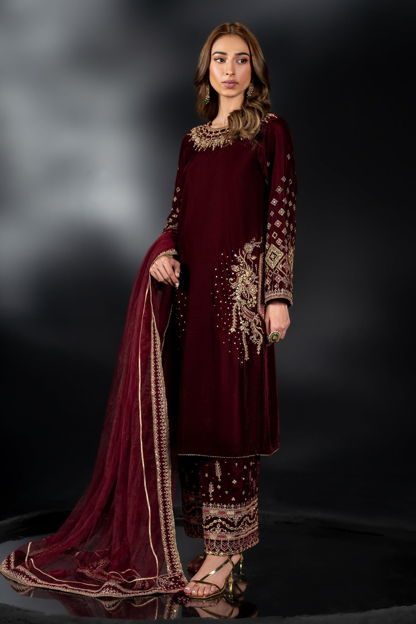 Naqshi | Makhmal 24 | MAHYM XS Maroon Velvet