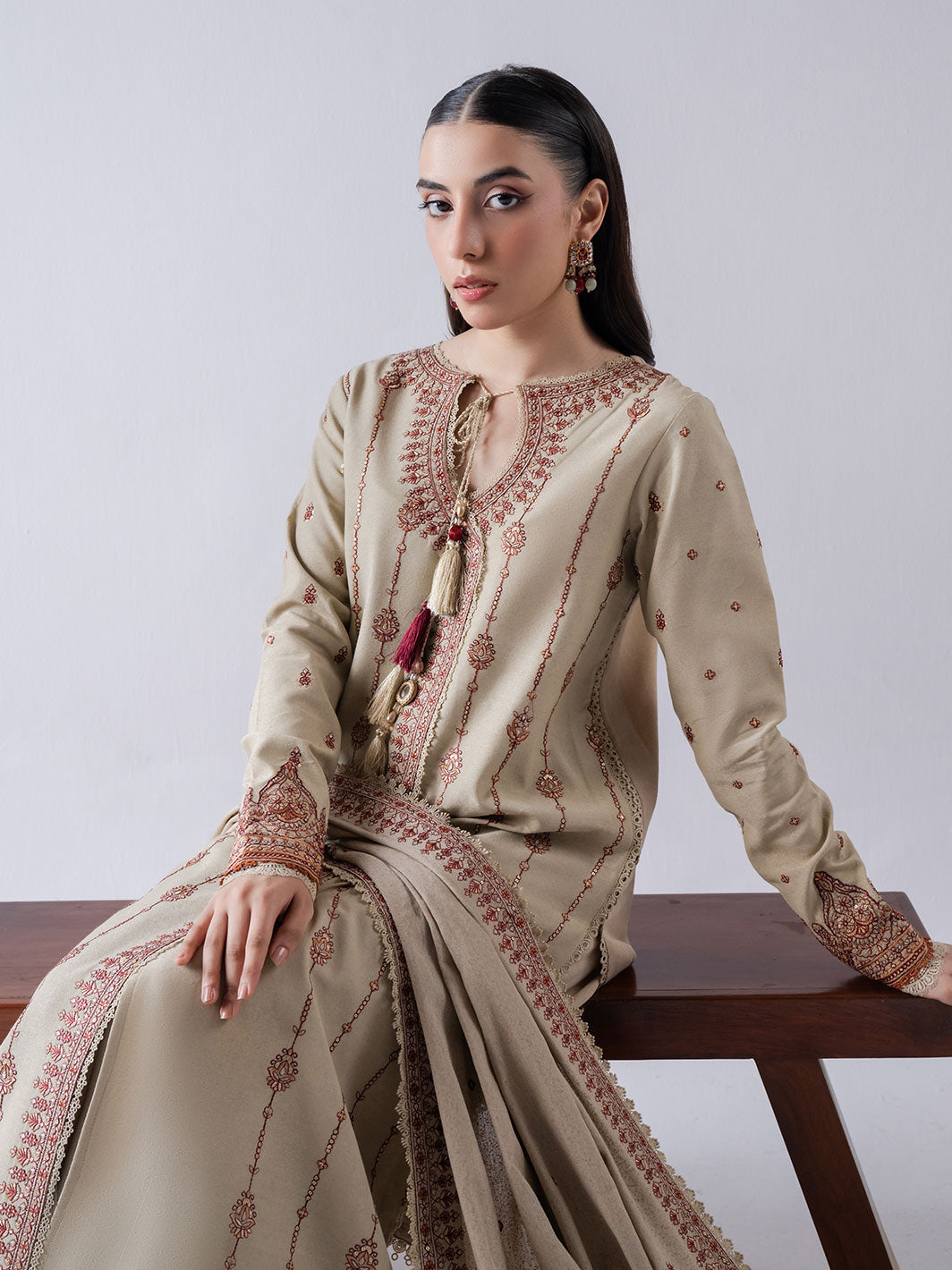 Faiza Faisal | Winter Edit 2024 | KYRA L Beige Karandi