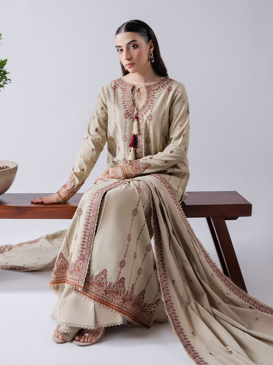 Faiza Faisal | Winter Edit 2024 | KYRA XL Beige Karandi