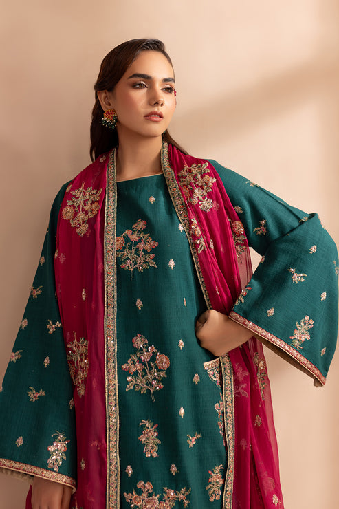 Emaan Adeel | Rangrez Collection | NEELAM XL Sea Green Khaddar