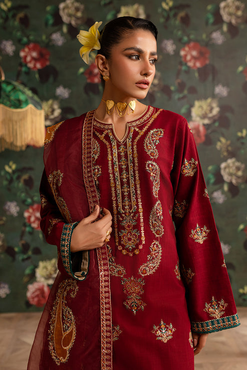 Emaan Adeel | Rangrez Collection | MAHI XL Red Khaddar