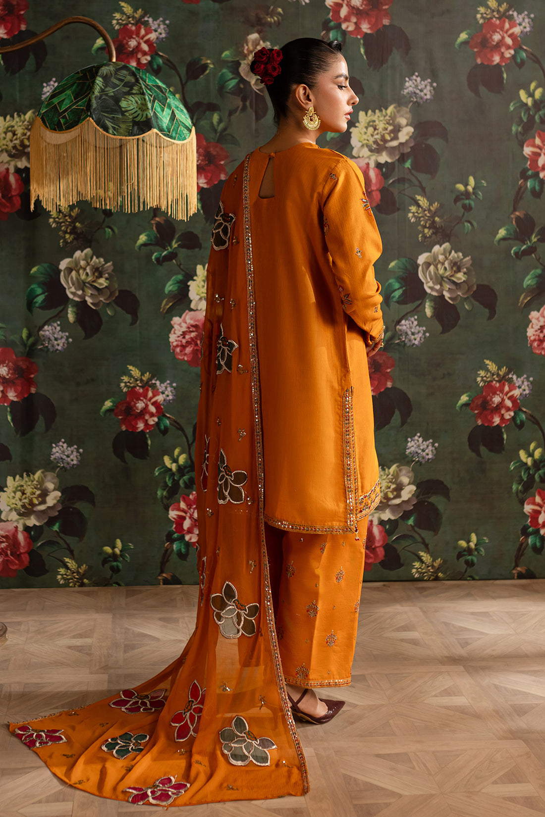 Emaan Adeel | Rangrez Collection | SHAMA S Orange Khaddar
