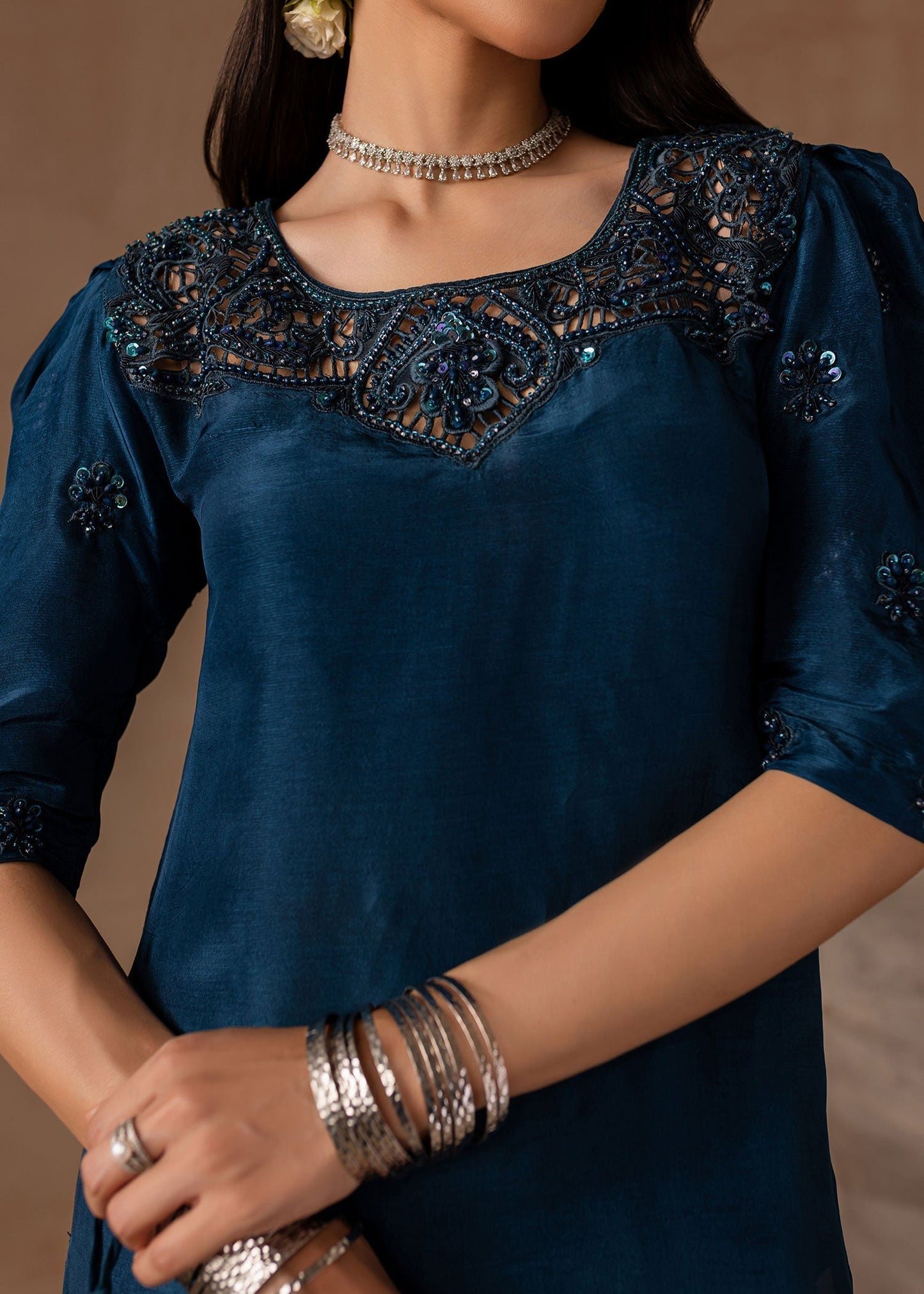 Maria Osama Khan | Noir Bliss Luxury Formals | Royal Sapphire M Teal Raw Silk