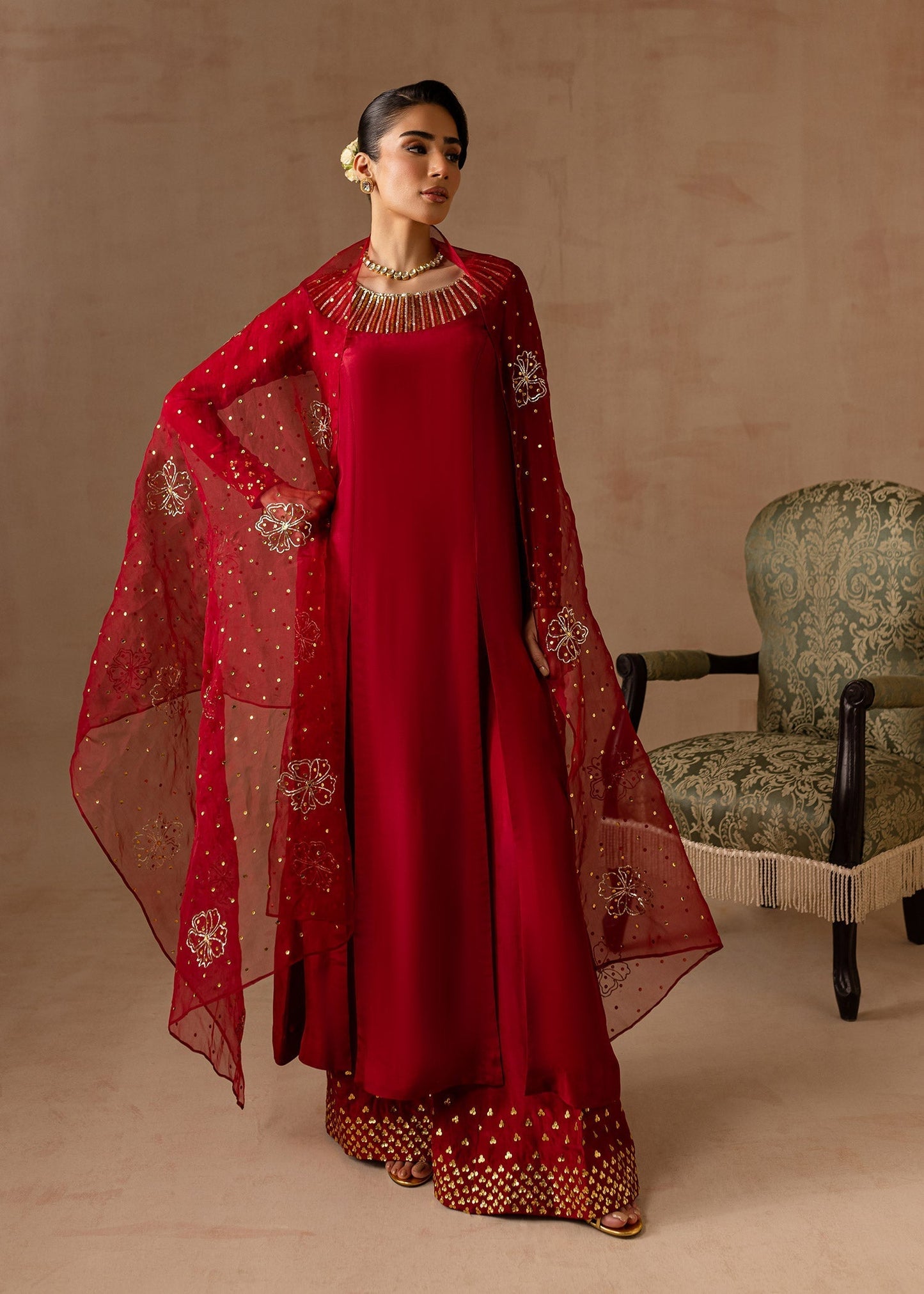 Maria Osama Khan | Noir Bliss Luxury Formals | Ruby M Red Raw Silk