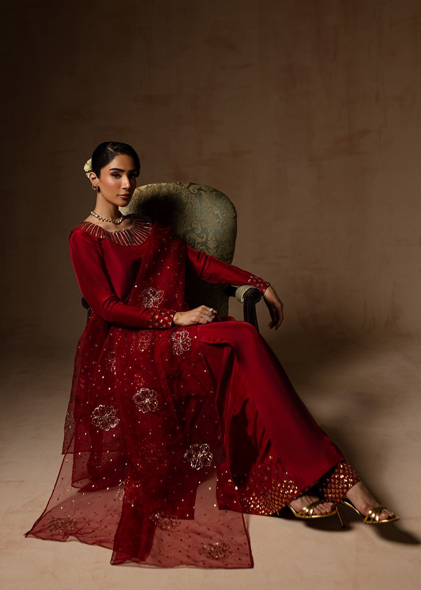 Maria Osama Khan | Noir Bliss Luxury Formals | Ruby XL Red Raw Silk